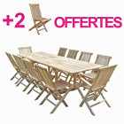 Salon jardin en teck batan 8 chaises 2 fauteuils - bundle chaises
