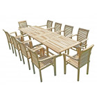 Salon de jardin en teck batan 10 fauteuils empilables