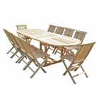Salon de jardin en teck henua 10 chaises