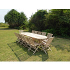 Salon de jardin en teck henua 10 chaises 2 fauteuils