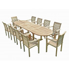 Salon de jardin en teck henua 10 fauteuils empilables