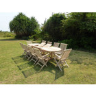 Salon de jardin en teck henua 10 fauteuils pliants
