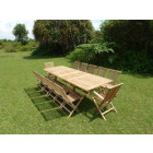 Ensemble de jardin en teck premium kirang 10 chaises 2 fauteuils jenae