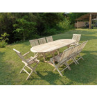 Ensemble salon de jardin en teck mahui 6 chaises 2 fauteuils