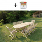 Ensemble salon de jardin en teck mahui 6 chaises 2 fauteuils - bundle huile