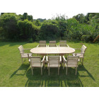 Ensemble salon de jardin en teck mahui 8 fauteuils empilables