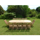 Ensemble de jardin en teck premium nayan 10 chaises 2 fauteuils jenae