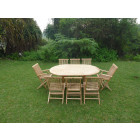 Ensemble de jardin en teck premium sawah 6 chaises 2 fauteuils jenae