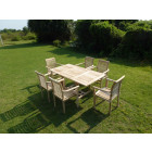 Ensemble salon de jardin en teck serang 6 fauteuils empilables