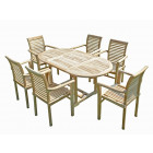 Ensemble salon de jardin en teck solo 6 fauteuils empilables