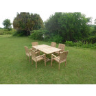 Ensemble salon de jardin en teck sunang 6 fauteuils audia
