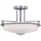 Semi-plafonnier taylor, chrome poli, verre opale, 3 led