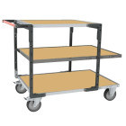 Servante montée FLAT-PACK™ 3 plateaux médium 2 plateaux 1200 x 800 mm et 1 plateau 900 x 800 mm roues TPE 400 kg - 886732245