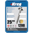 Vis à trous de poche 25 mm Revêtu de Zinc Maxi-Loc, Filetage épai, 1200 - KREG - SML-C1-1200-INT