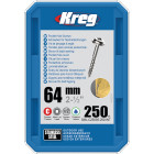 Vis à trous de poche 64 mm Inox Maxi-Loc, Filetage épai, 250 - KREG - SML-C250S5-250-INT