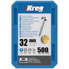 Vis à trous de poche 32 mm Revêtu de Zinc Maxi-Loc, Filetage fin - KREG - SML-F125-500