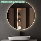 Miroir rond éclairage led de salle de bain solen avec interrupteur tactile - 60cm