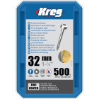 Vis à trous de poche Kreg Revêtu de Zinc Pan-Head, Filetage fin - SPS-F125-500-INT