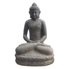 Statue jardin bouddha lotus méditation gd format - gris anthracite 80 cm