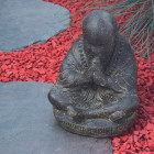 Statue jardin moine bouddhiste assis - gris - Hauteur au choix