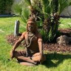 Statue jardin shiva assis 90 cm - gris  90 cm - gris