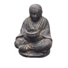 Statuette jardin moine assis avec photophore 20 cm - gris anthracite  20 cm - gris anthracite