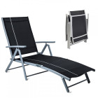 Transat réglable jawa chill noir pliable qualité supérieure aluminium