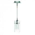 Suspension 1 ampoule duo1 en chrome et verre Suspension 1 ampoule duo1 en chrome et verre
