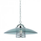 Suspension 1 ampoule pendant, en chrome, verre clair et fumé