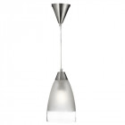 Suspension 15 cm pendant, en argent satiné et verre
