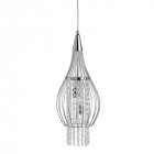Suspension 2 ampoules pendant, en chrome et cristal Suspension 2 ampoules pendant, en chrome et cristal