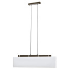 Suspension 4 ampoules waverley, en argent satiné et bois avec abat-jour blanc