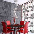 Suspension 5 ampoules crackle, en chrome et verre blanc