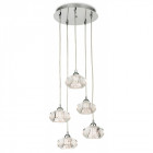 Suspension 5 ampoules lisbon, chrome et verre