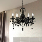 Suspension 5 ampoules marie-thérèse, en chrome, acrylique et verre, noir