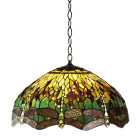 Suspension 53 cm dragonfly green, verre et métal