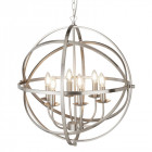 Suspension 6 ampoules orbit, en argent satiné Suspension 6 ampoules orbit, en argent satiné