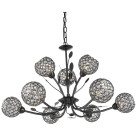 Suspension 9 ampoules bellis ii, en chrome noir et verre