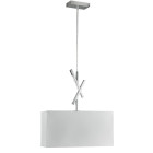 Suspension acute, en chrome avec abat-jour blanc