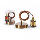 Suspension ampoule E27 métal antique - câble marron