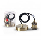 Suspension ampoule E27 métal bronze - câble noir