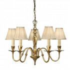 Suspension asquith laiton, 5 abat-jours beiges imitation soie