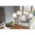 Suspension aveline, acier brossé, 5 ampoules, avec abat-jour