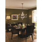 Suspension bellini, bronze oxydé et cristal, 6 ampoules