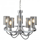 Suspension catalina, chrome et verre fumé, 5 ampoules