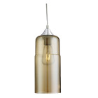 Suspension cylindrique olsson, en chrome et verre ambre
