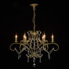 Suspension dorée crystal 6 ampoules 97 cm