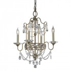 Suspension gianna, argent et cristal , 4 ampoules