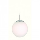 Suspension globe, acier brossé et verre