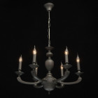 Suspension grise neoclassic 6 ampoules 95 cm
